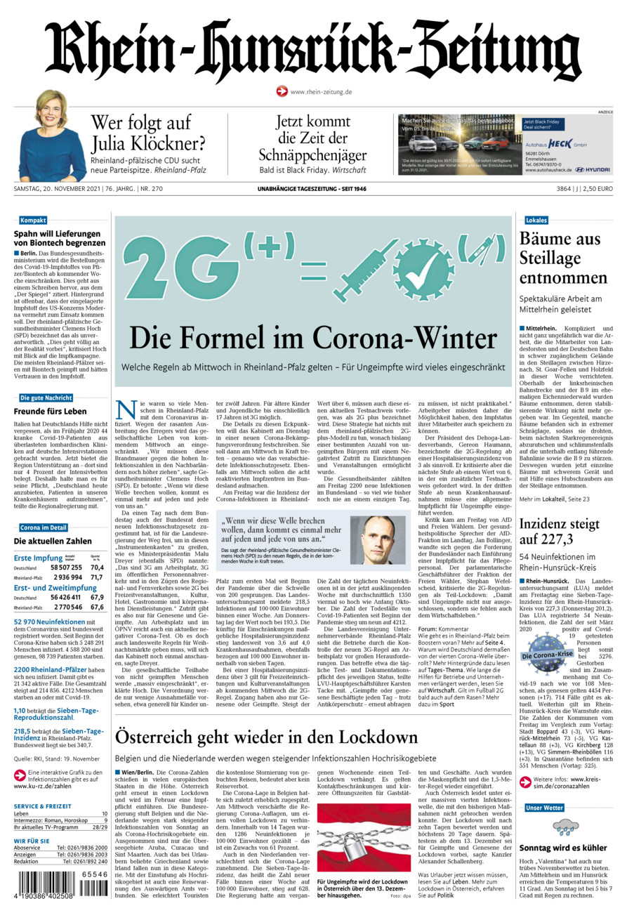Rhein-Hunsrück-Zeitung vom Samstag, 20.11.2021