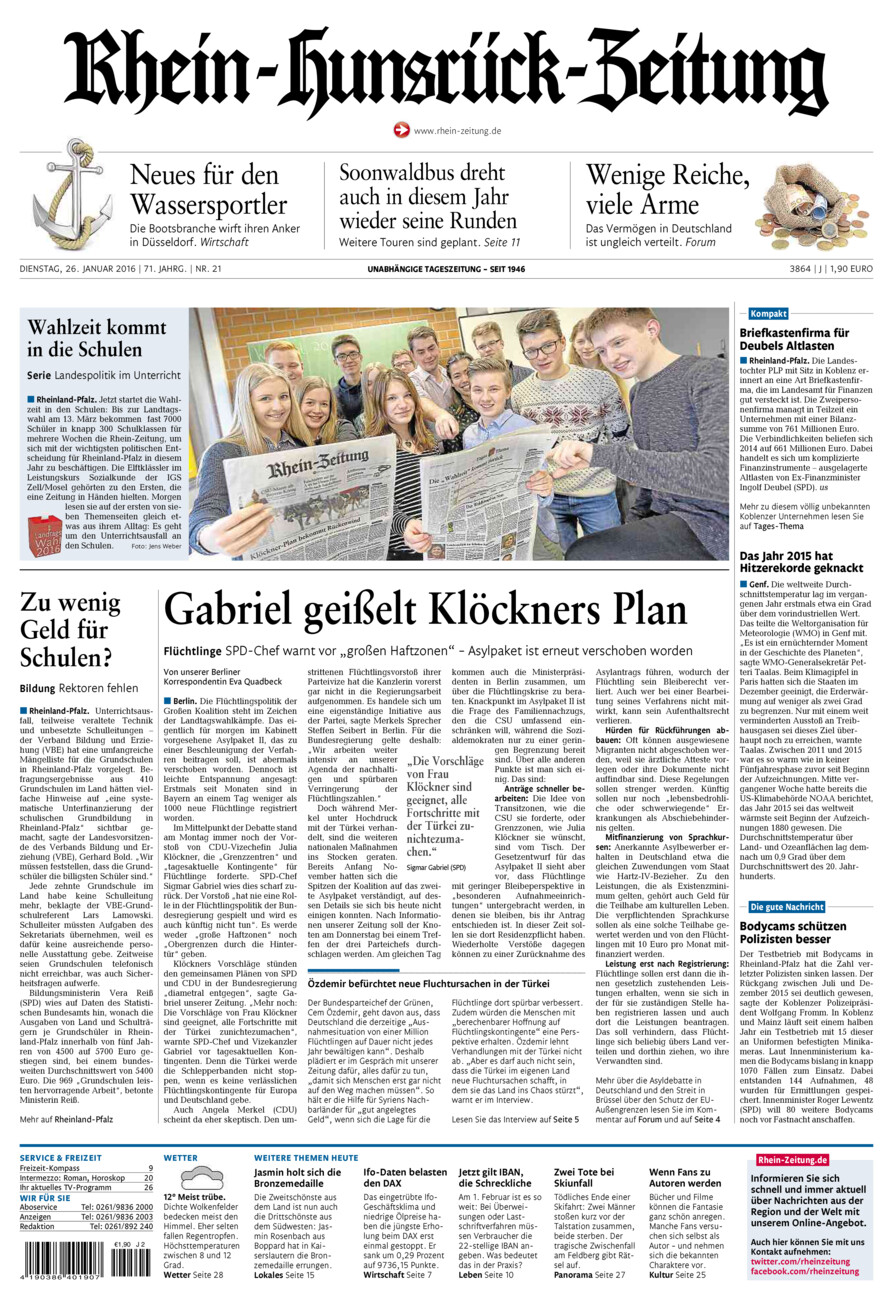 Rhein-Hunsrück-Zeitung vom Dienstag, 26.01.2016
