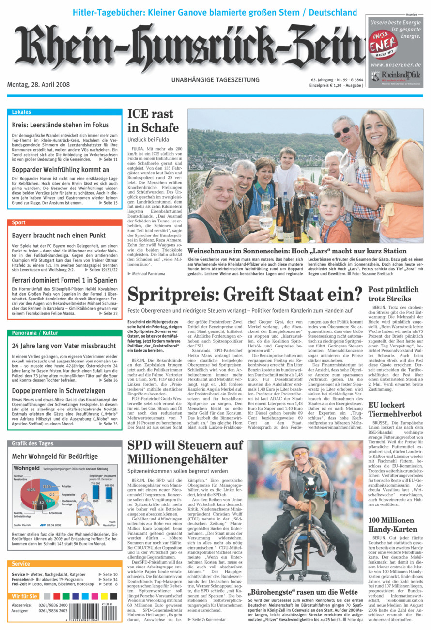 Rhein-Hunsrück-Zeitung vom Montag, 28.04.2008