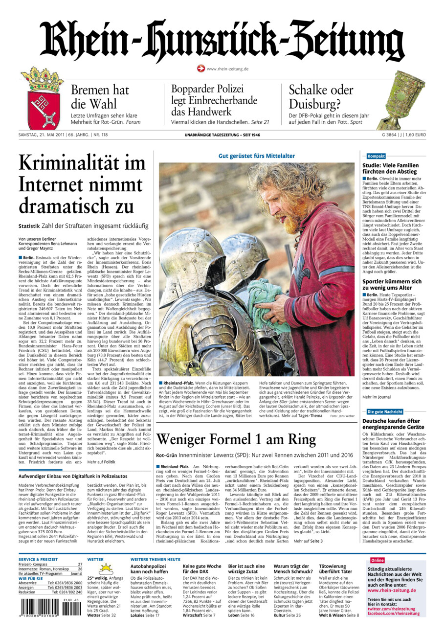 Rhein-Hunsrück-Zeitung vom Samstag, 21.05.2011