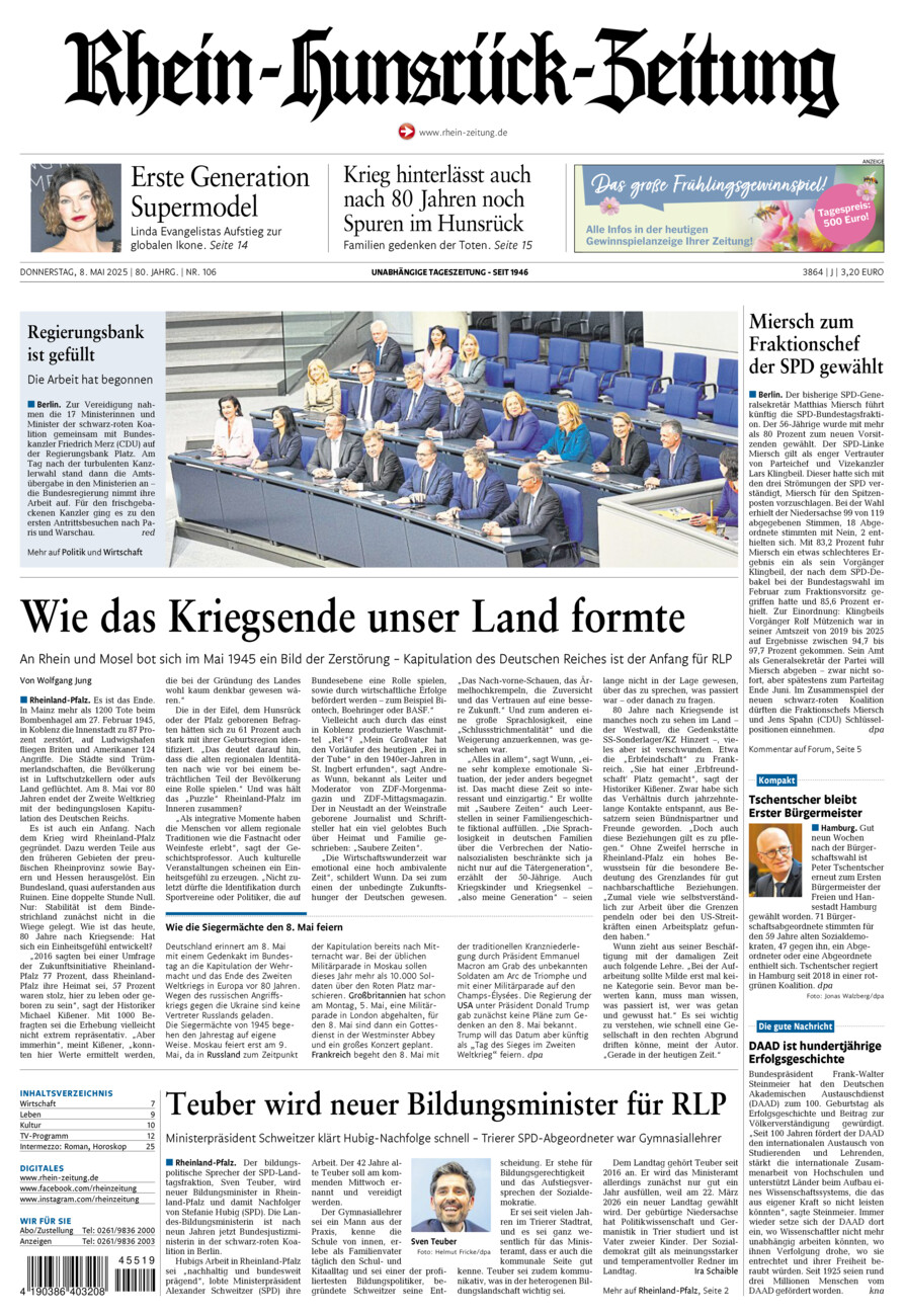 Rhein-Hunsrück-Zeitung vom Donnerstag, 08.05.2025