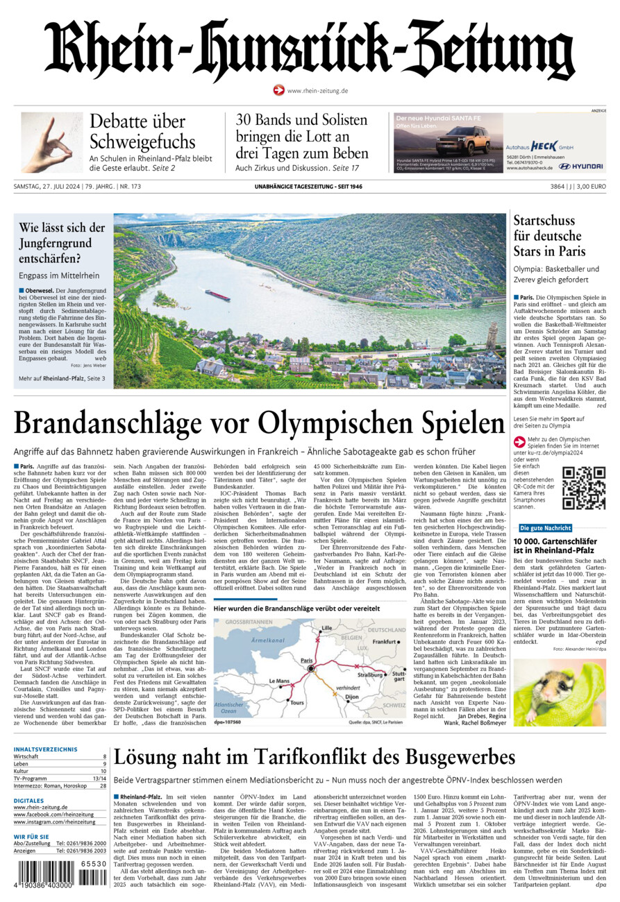 Rhein-Hunsrück-Zeitung vom Samstag, 27.07.2024