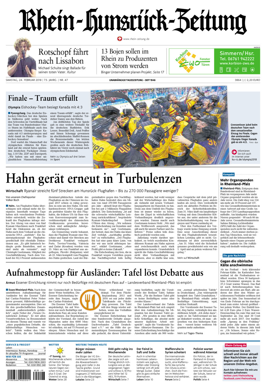 Rhein-Hunsrück-Zeitung vom Samstag, 24.02.2018