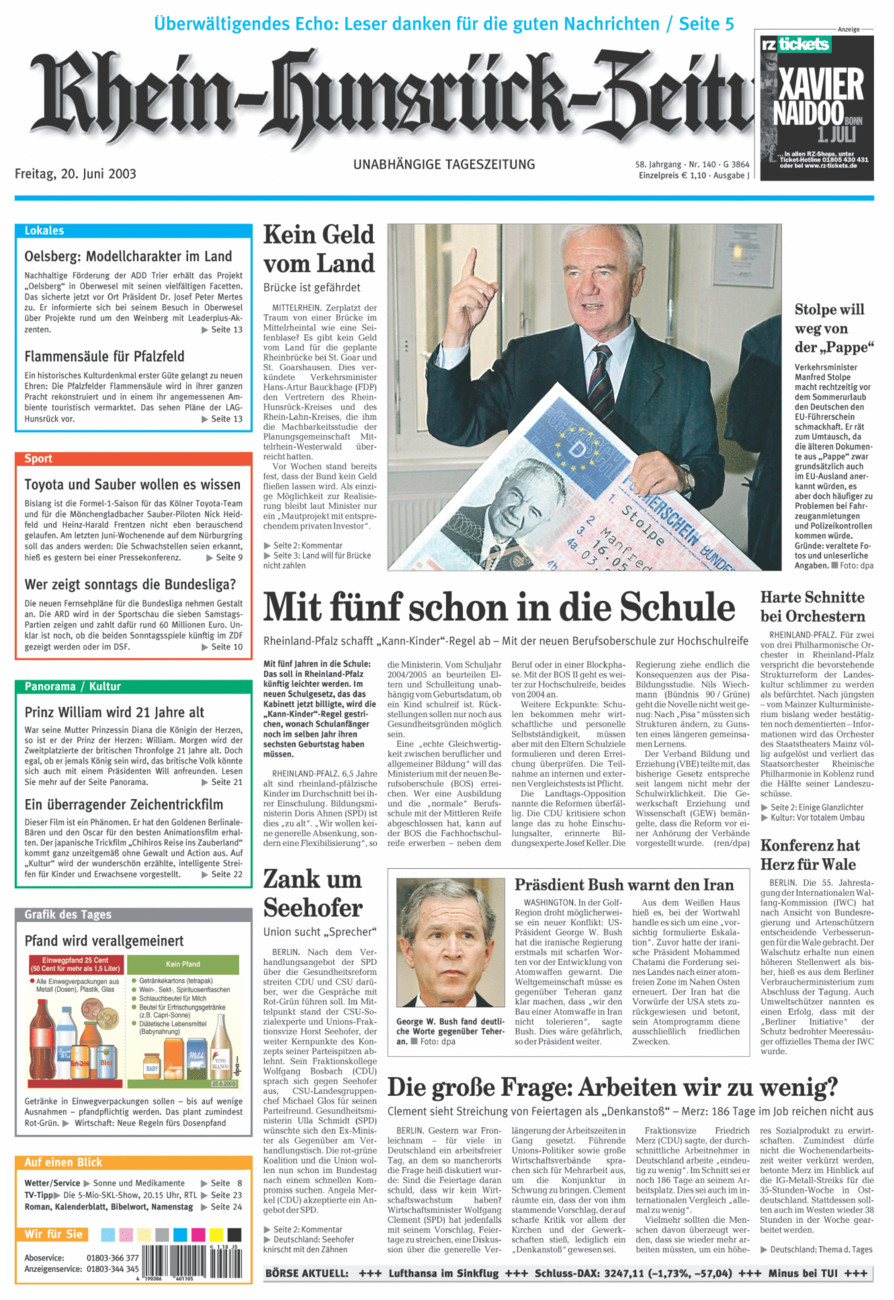 Rhein-Hunsrück-Zeitung vom Freitag, 20.06.2003