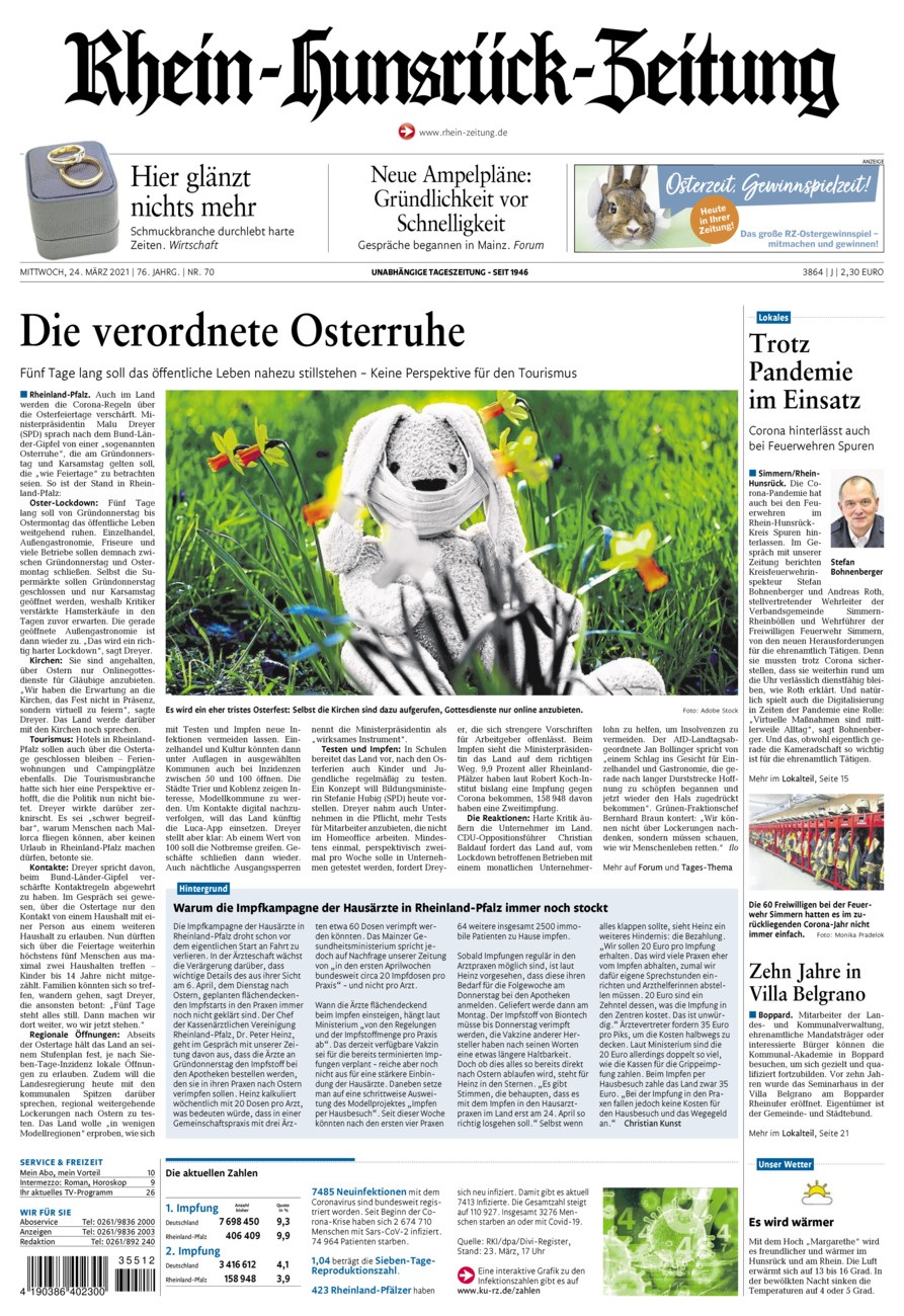 Rhein-Hunsrück-Zeitung vom Mittwoch, 24.03.2021