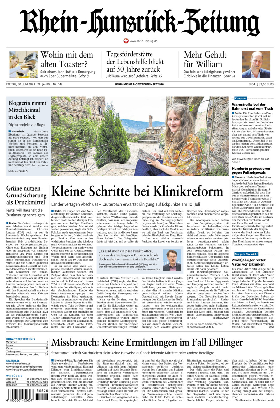 Rhein-Hunsrück-Zeitung vom Freitag, 30.06.2023