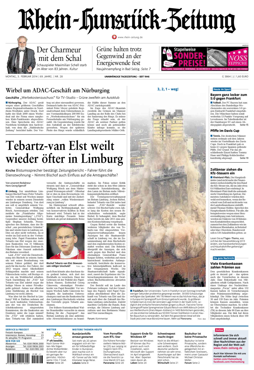 Rhein-Hunsrück-Zeitung vom Montag, 03.02.2014