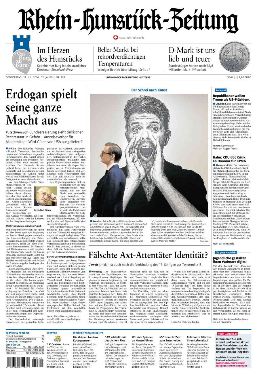 Rhein-Hunsrück-Zeitung vom Donnerstag, 21.07.2016