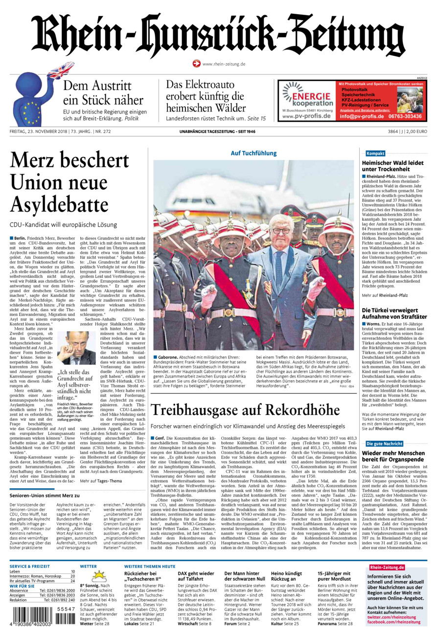 Rhein-Hunsrück-Zeitung vom Freitag, 23.11.2018