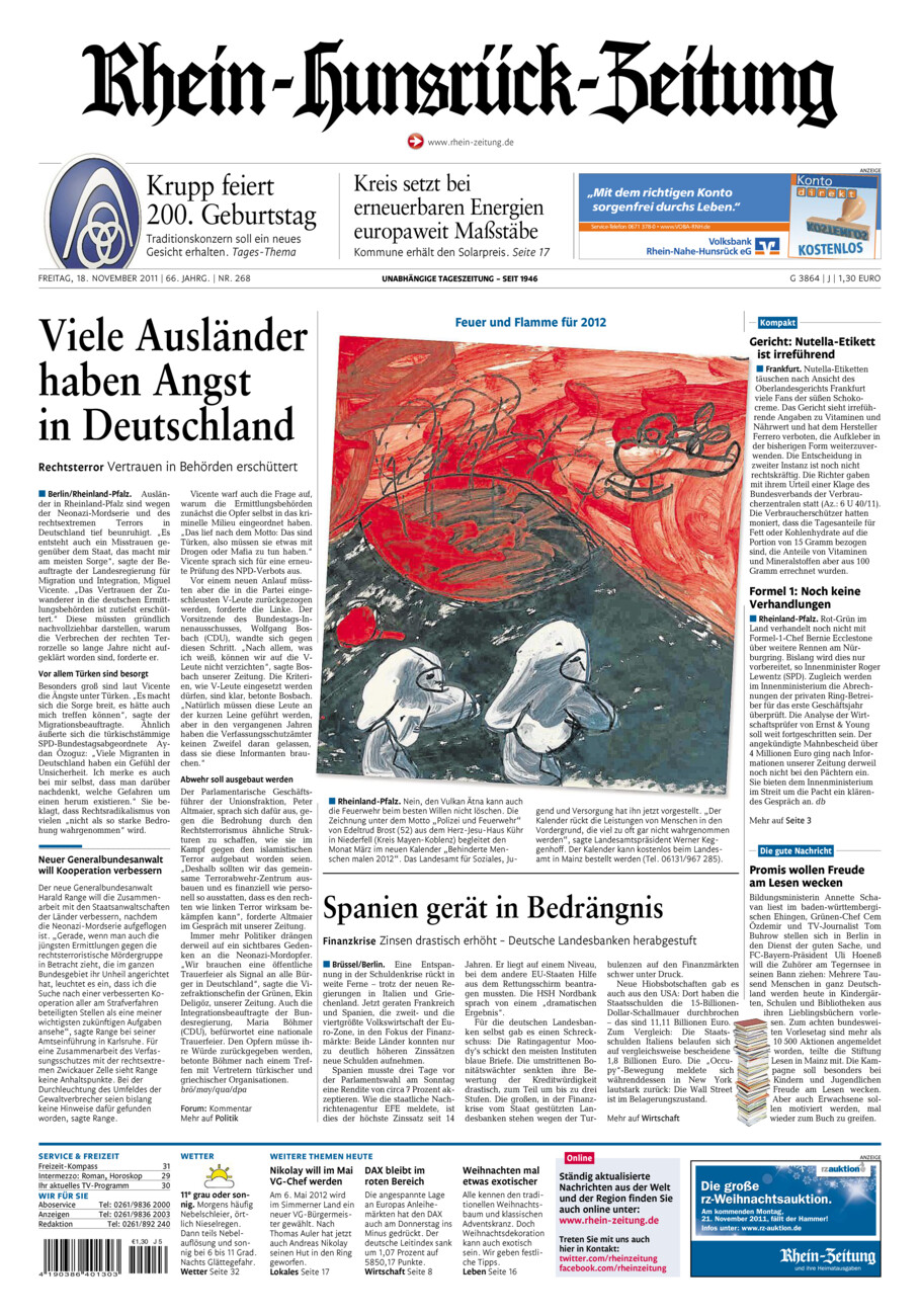 Rhein-Hunsrück-Zeitung vom Freitag, 18.11.2011