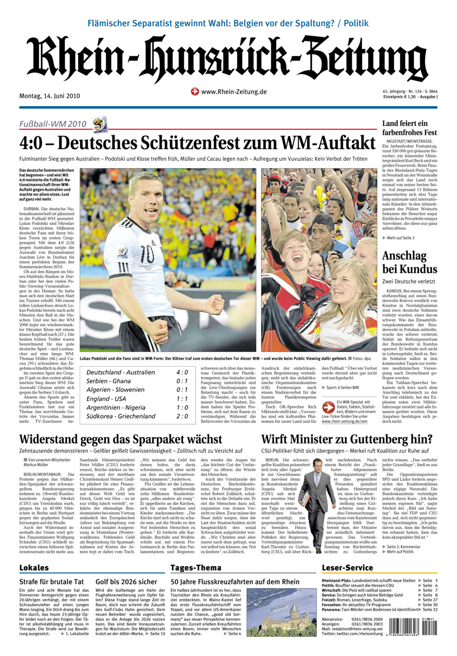 Rhein-Hunsrück-Zeitung vom Montag, 14.06.2010