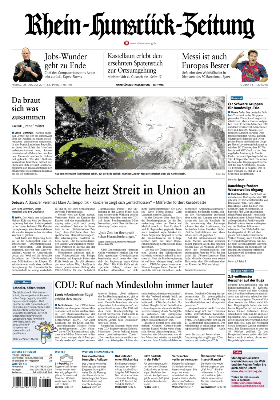 Rhein-Hunsrück-Zeitung vom Freitag, 26.08.2011