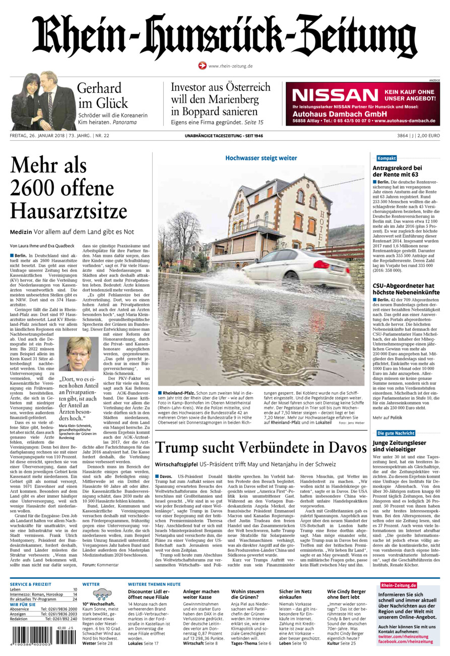 Rhein-Hunsrück-Zeitung vom Freitag, 26.01.2018