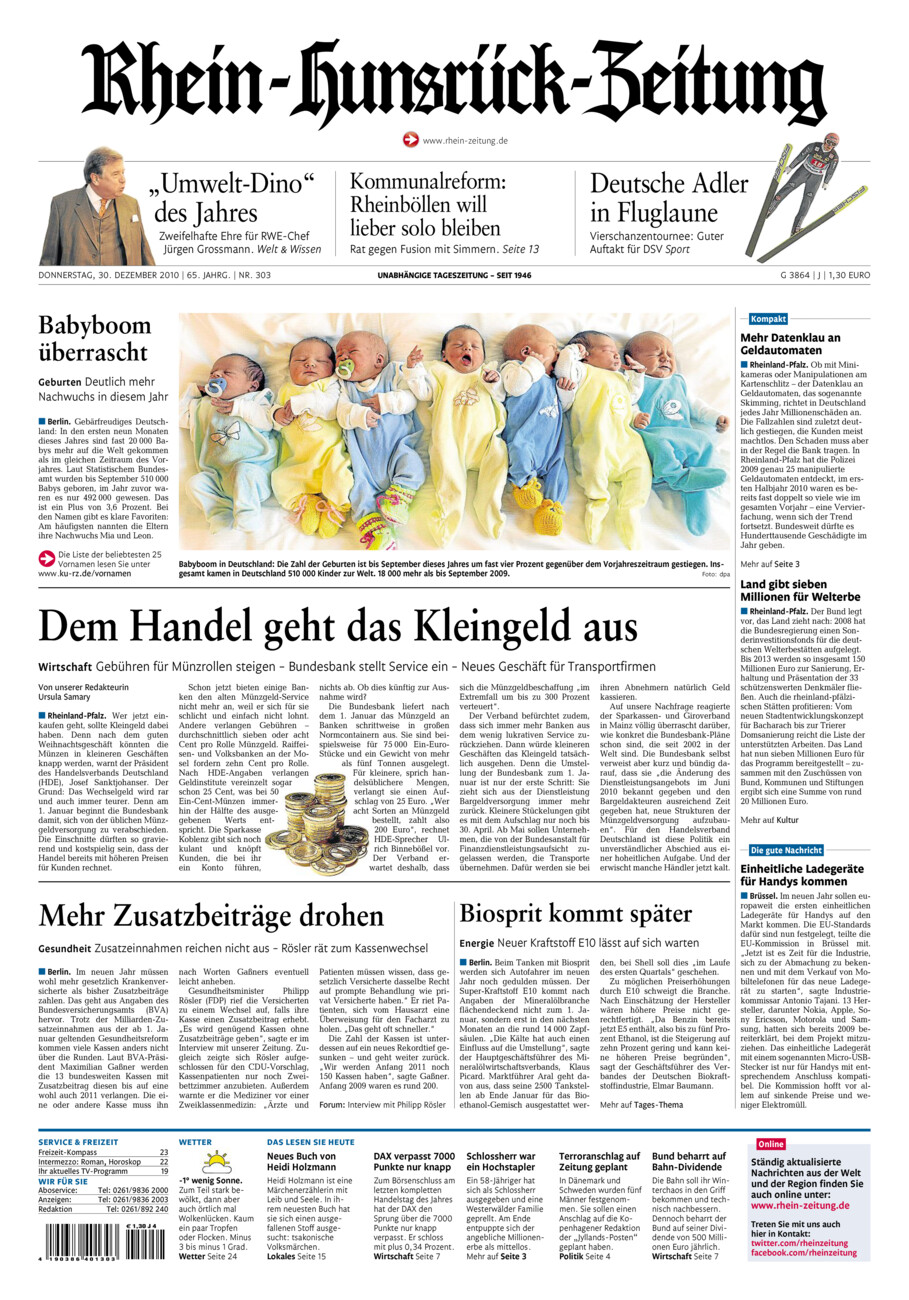 Rhein-Hunsrück-Zeitung vom Donnerstag, 30.12.2010