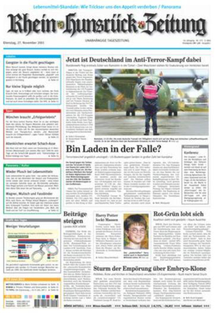 Rhein-Hunsrück-Zeitung vom Dienstag, 27.11.2001