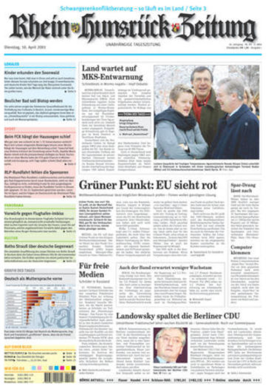 Rhein-Hunsrück-Zeitung vom Dienstag, 10.04.2001