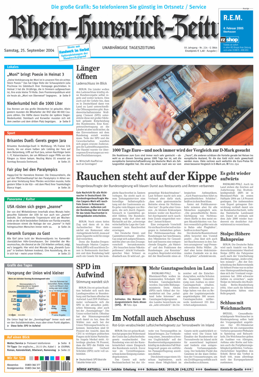 Rhein-Hunsrück-Zeitung vom Samstag, 25.09.2004