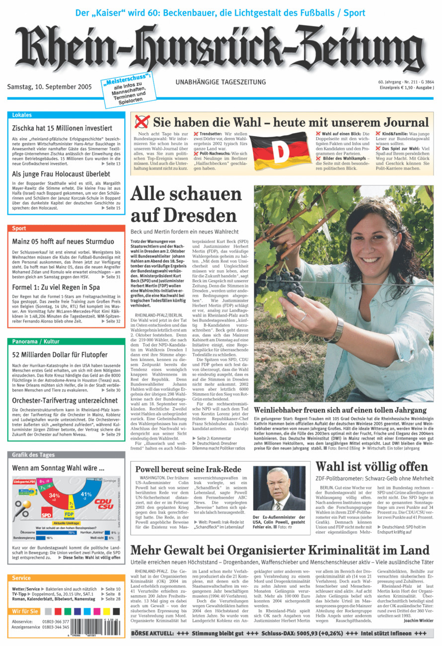 Rhein-Hunsrück-Zeitung vom Samstag, 10.09.2005