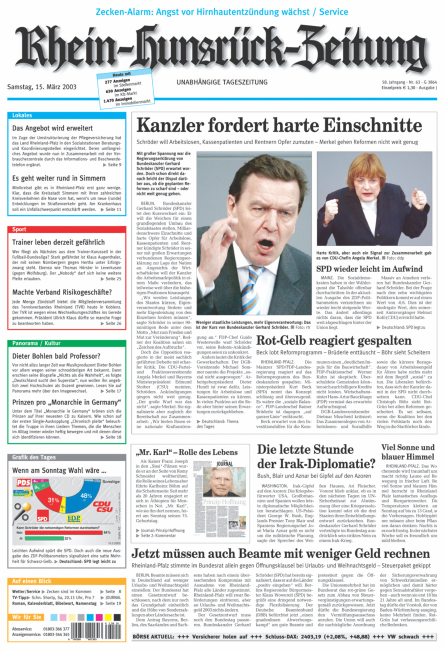 Rhein-Hunsrück-Zeitung vom Samstag, 15.03.2003