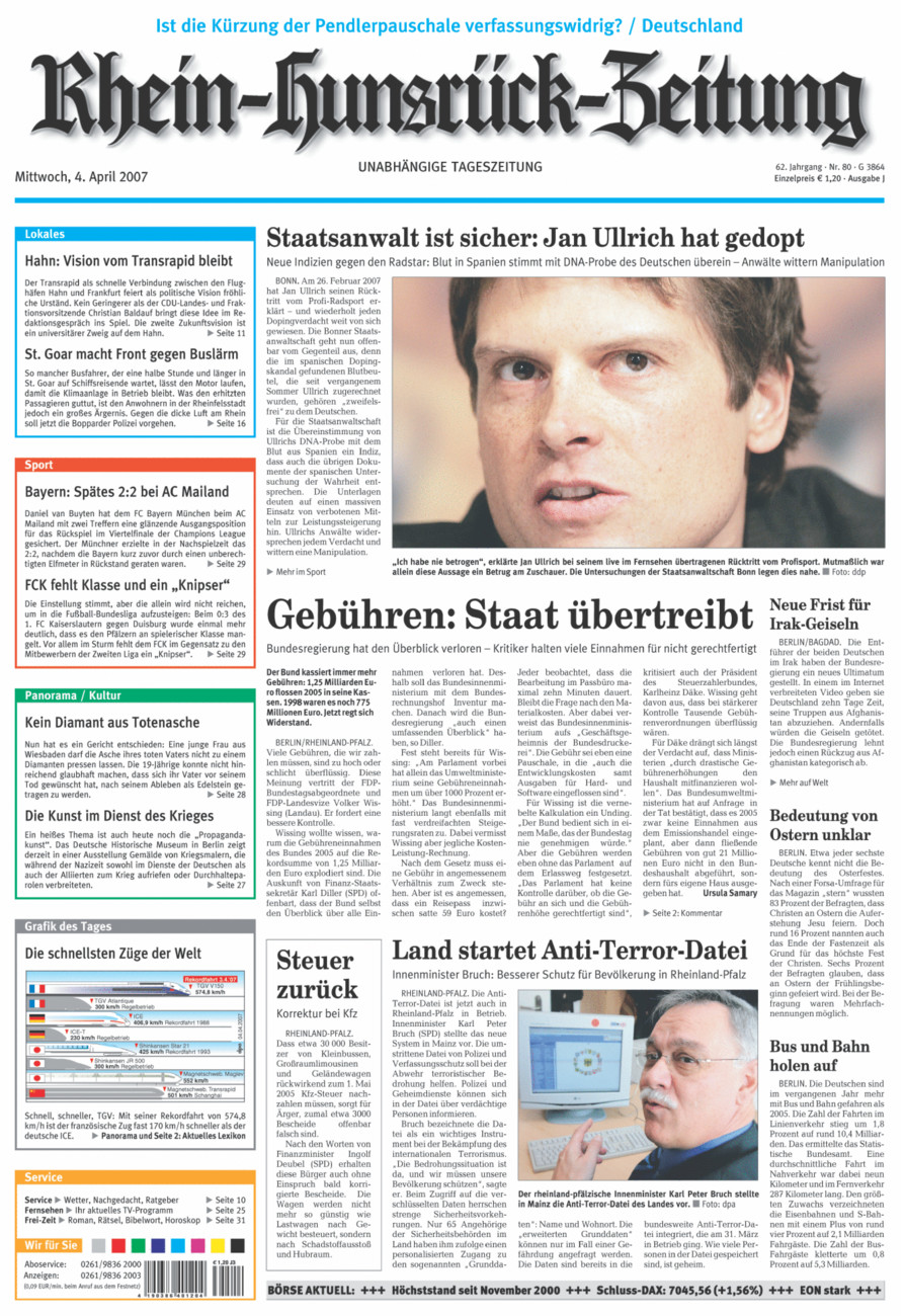 Rhein-Hunsrück-Zeitung vom Mittwoch, 04.04.2007