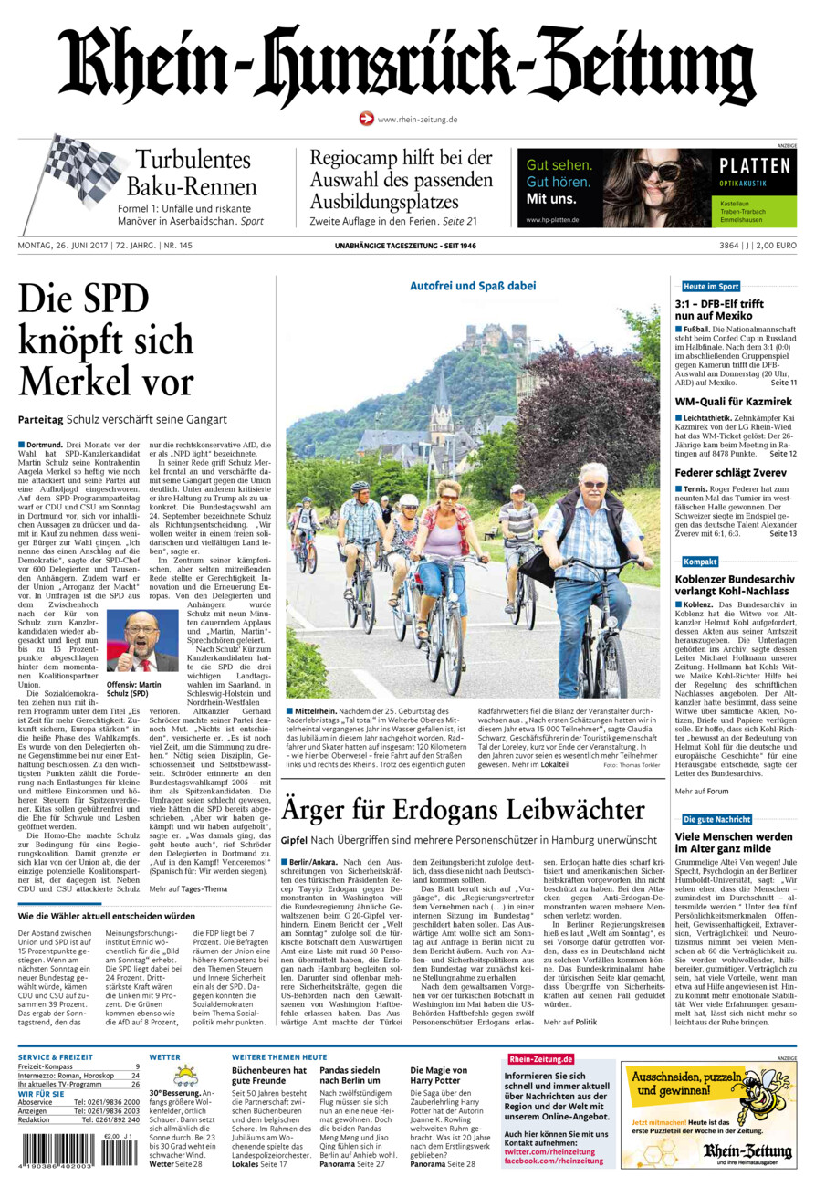 Rhein-Hunsrück-Zeitung vom Montag, 26.06.2017
