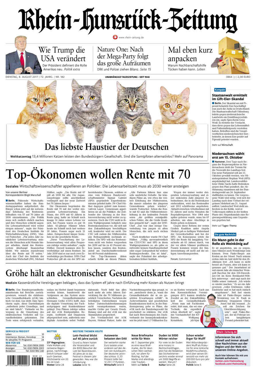 Rhein-Hunsrück-Zeitung vom Dienstag, 08.08.2017