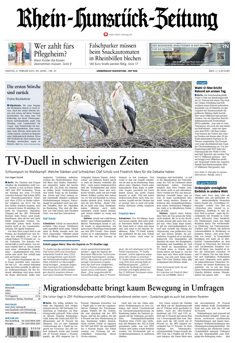 Rhein-Hunsrück-Zeitung vom Samstag, 08.02.2025