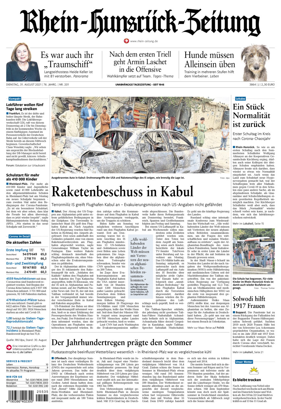 Rhein-Hunsrück-Zeitung vom Dienstag, 31.08.2021