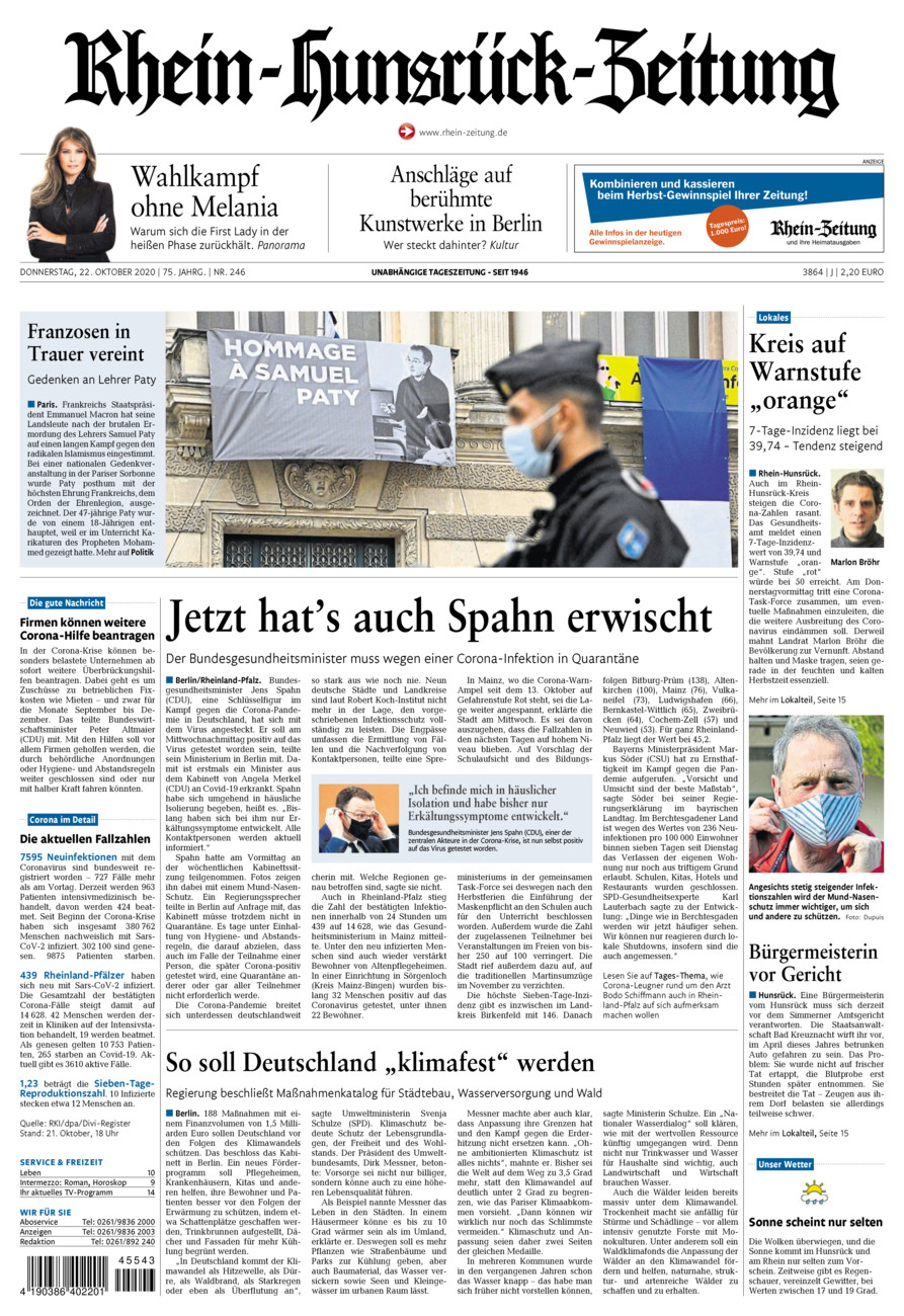 Rhein-Hunsrück-Zeitung vom Donnerstag, 22.10.2020