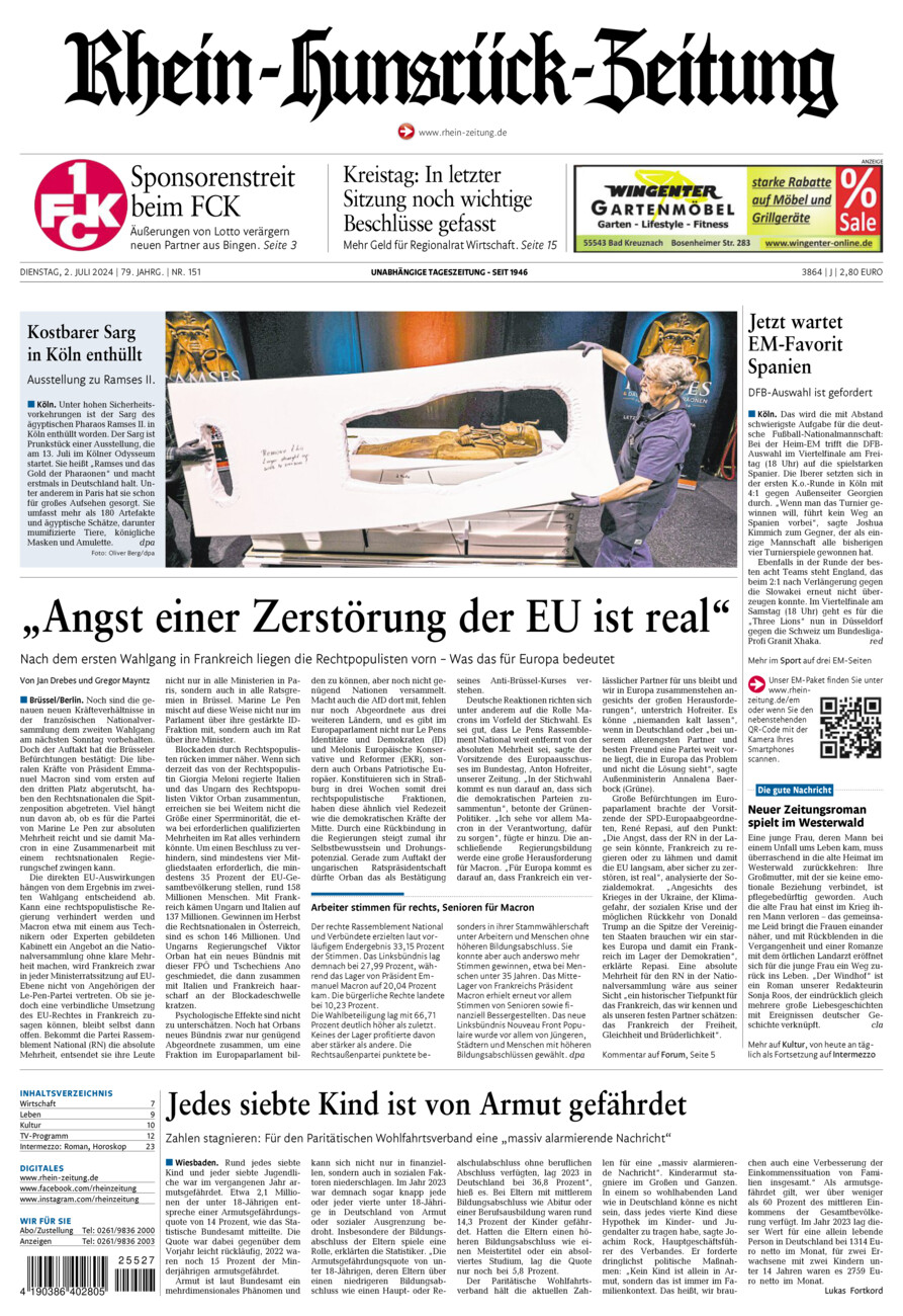 Rhein-Hunsrück-Zeitung vom Dienstag, 02.07.2024
