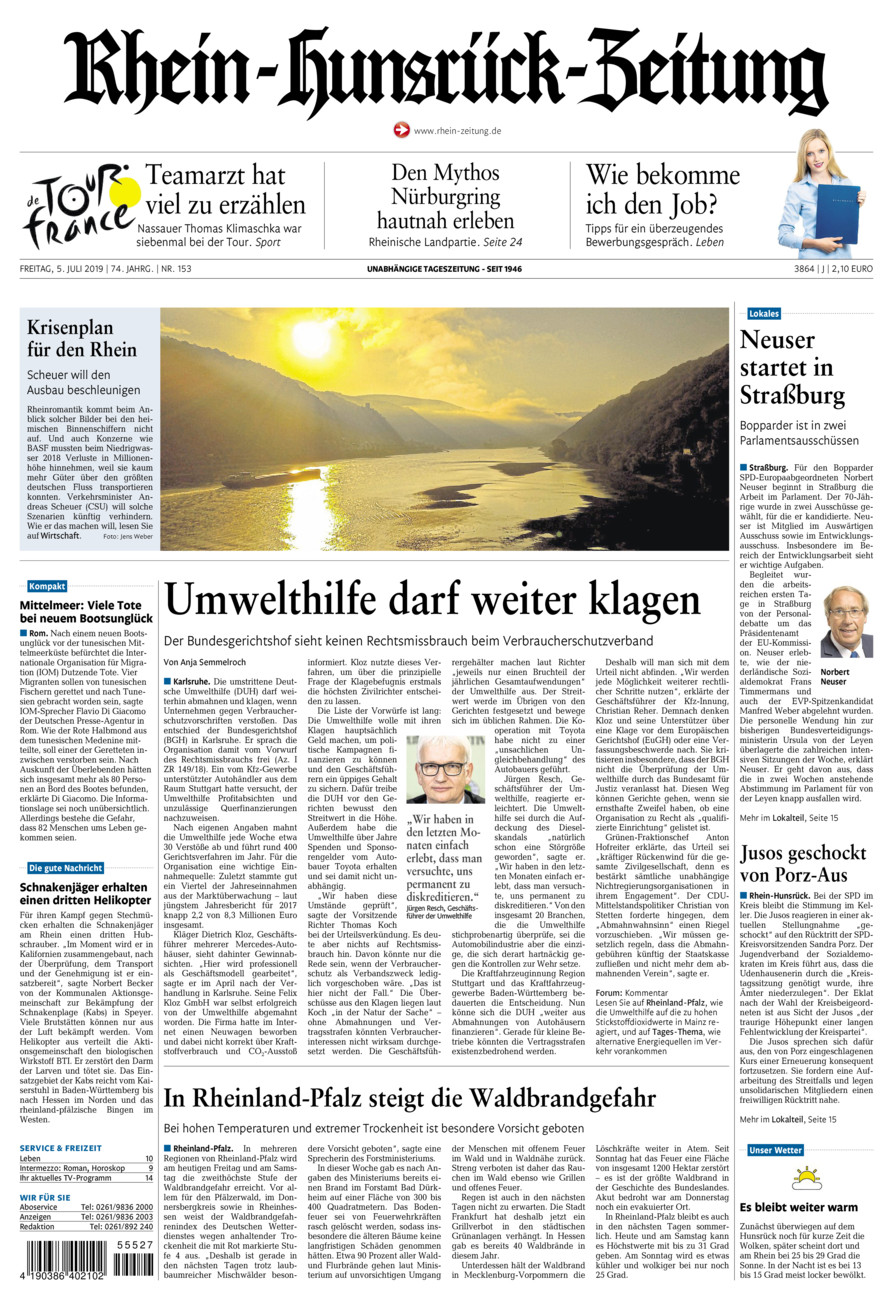 Rhein-Hunsrück-Zeitung vom Freitag, 05.07.2019