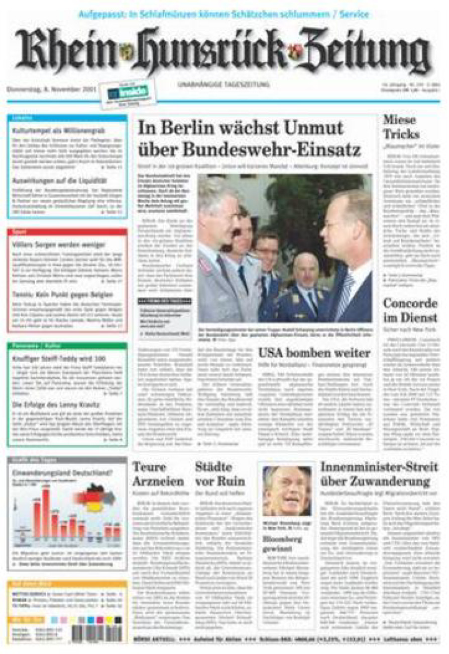 Rhein-Hunsrück-Zeitung vom Donnerstag, 08.11.2001