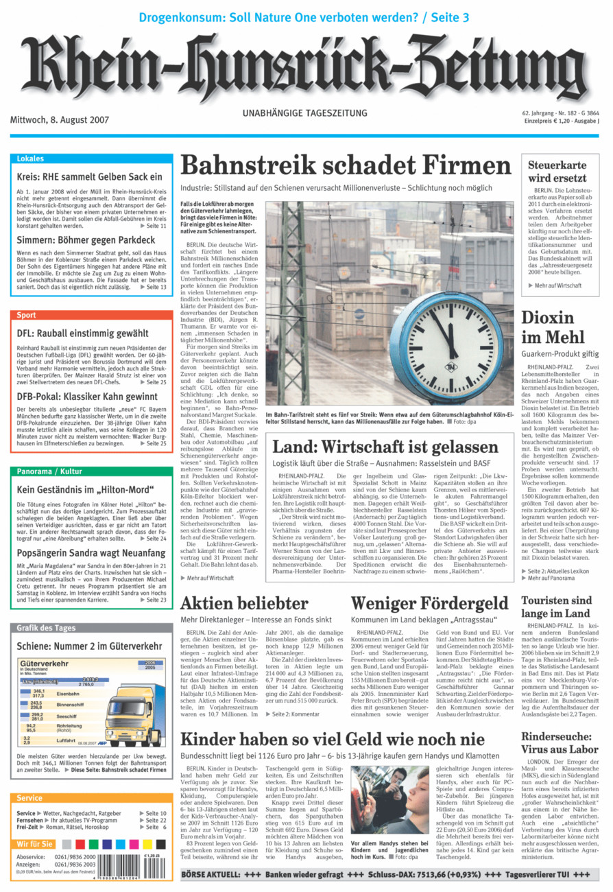 Rhein-Hunsrück-Zeitung vom Mittwoch, 08.08.2007