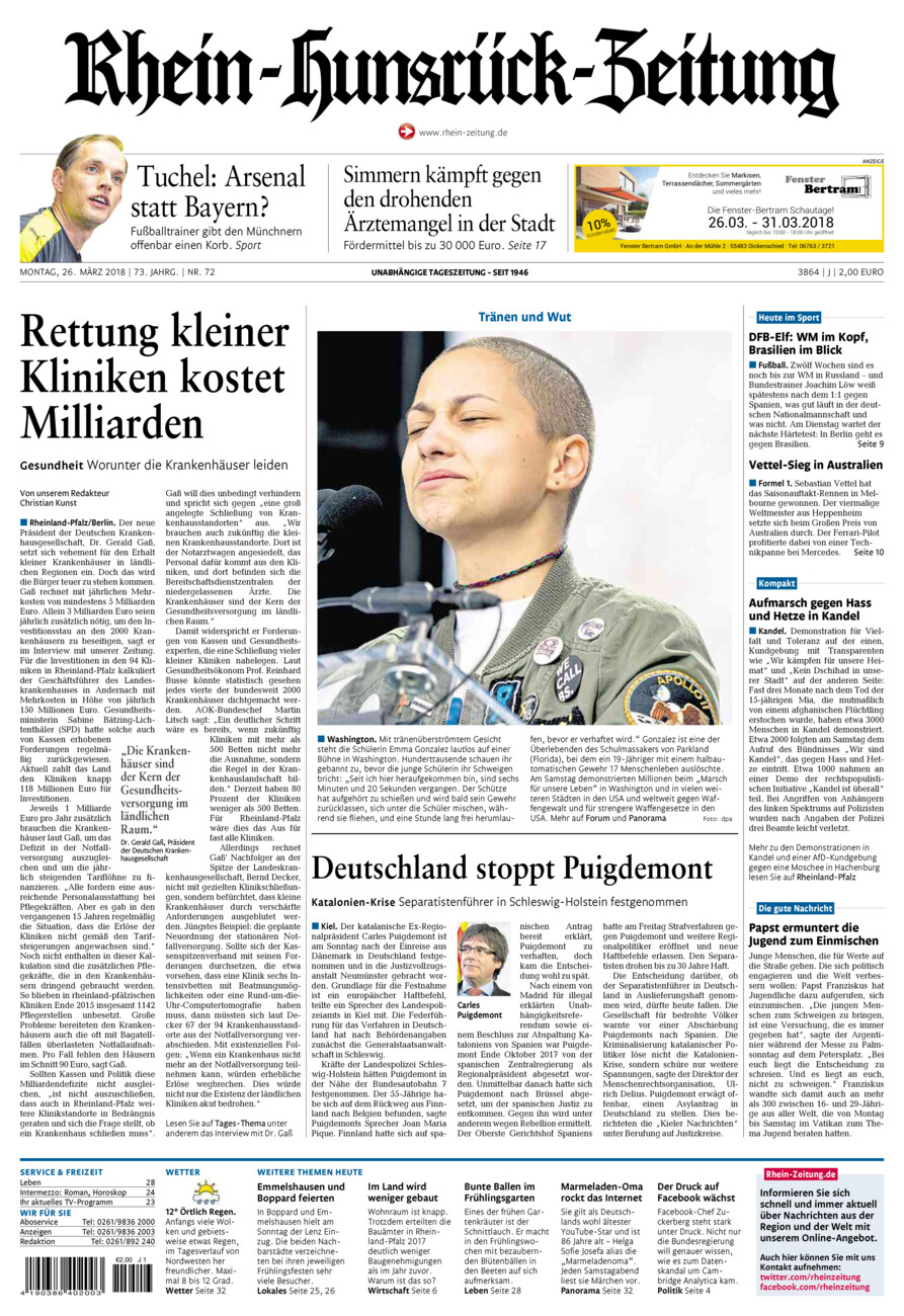 Rhein-Hunsrück-Zeitung vom Montag, 26.03.2018
