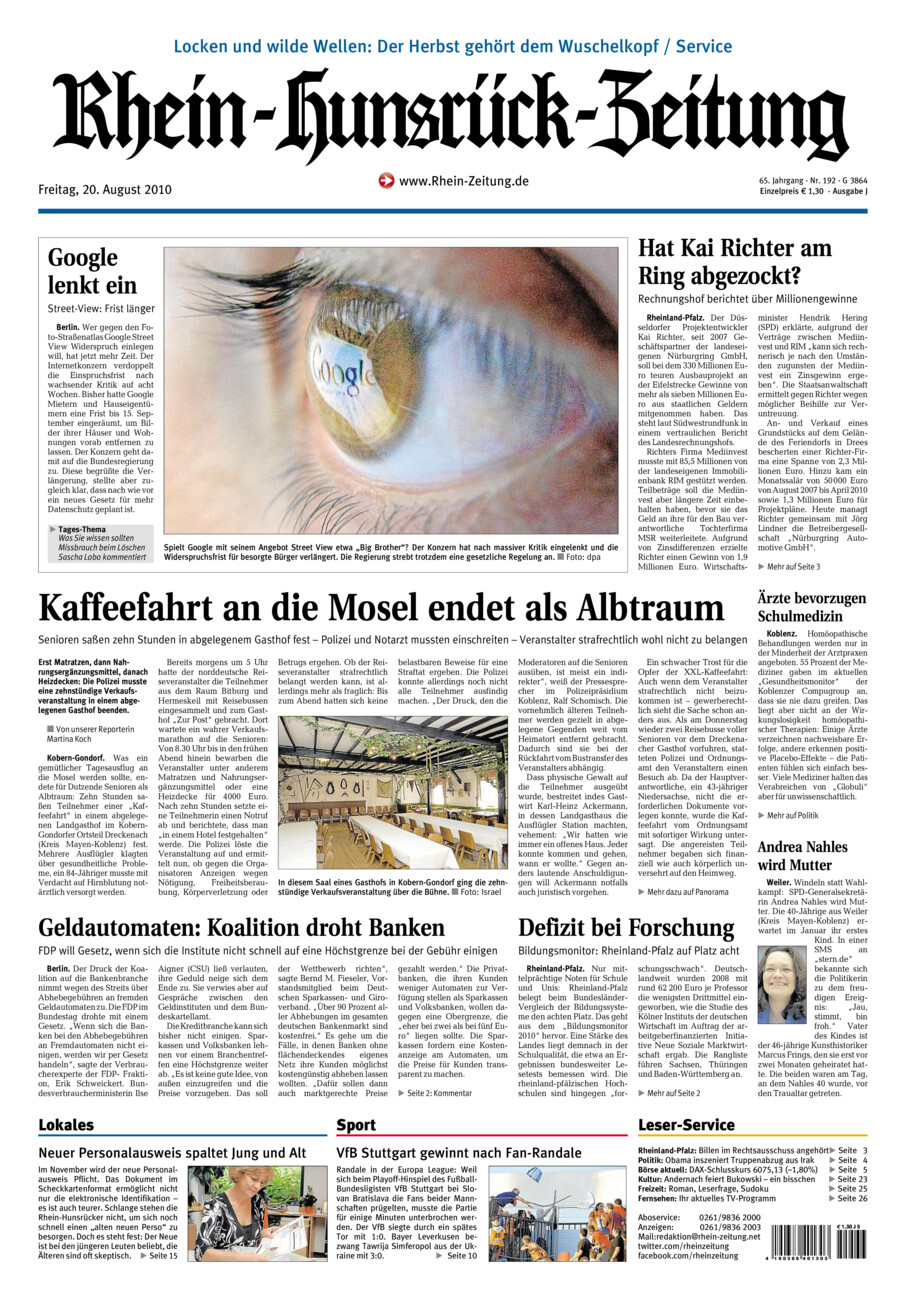 Rhein-Hunsrück-Zeitung vom Freitag, 20.08.2010