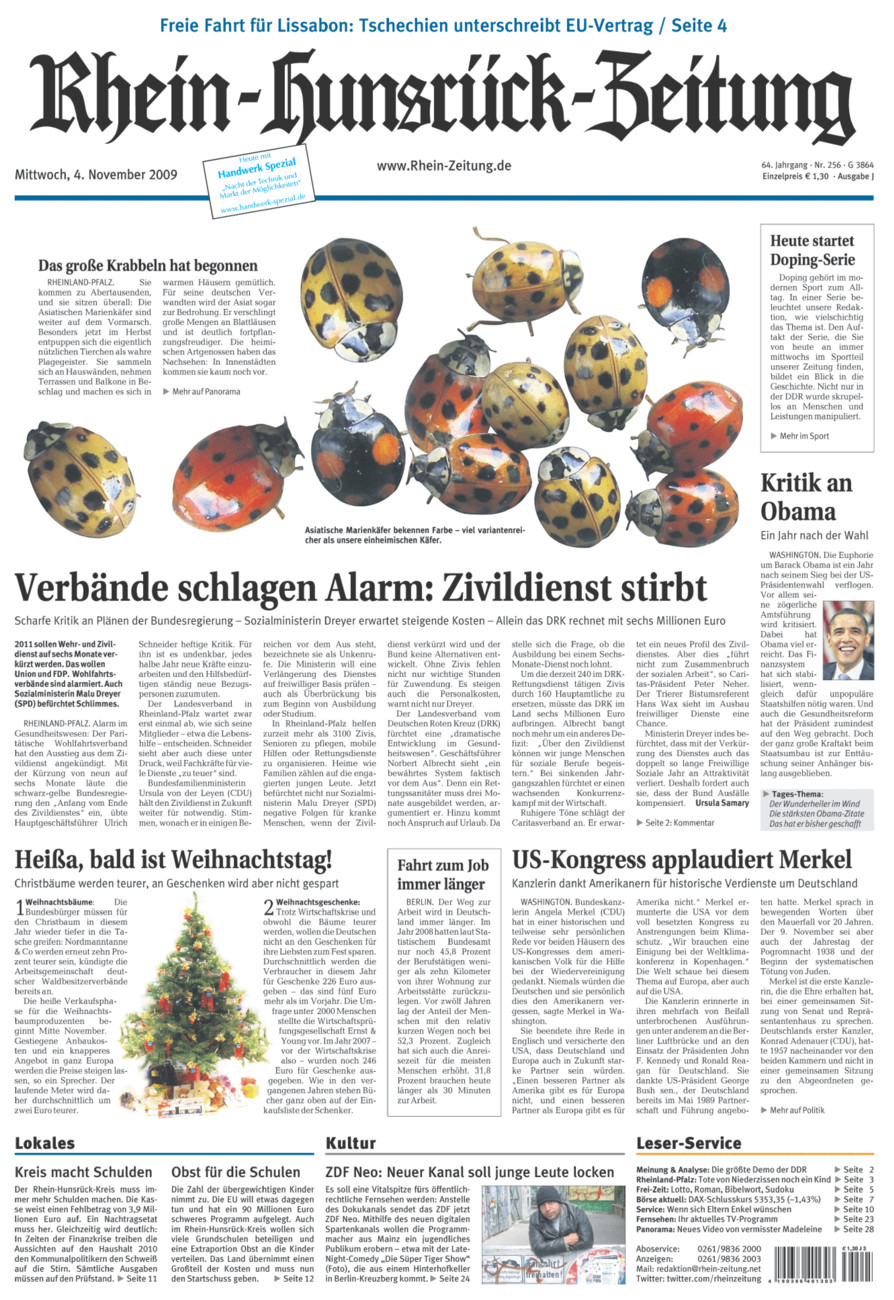 Rhein-Hunsrück-Zeitung vom Mittwoch, 04.11.2009