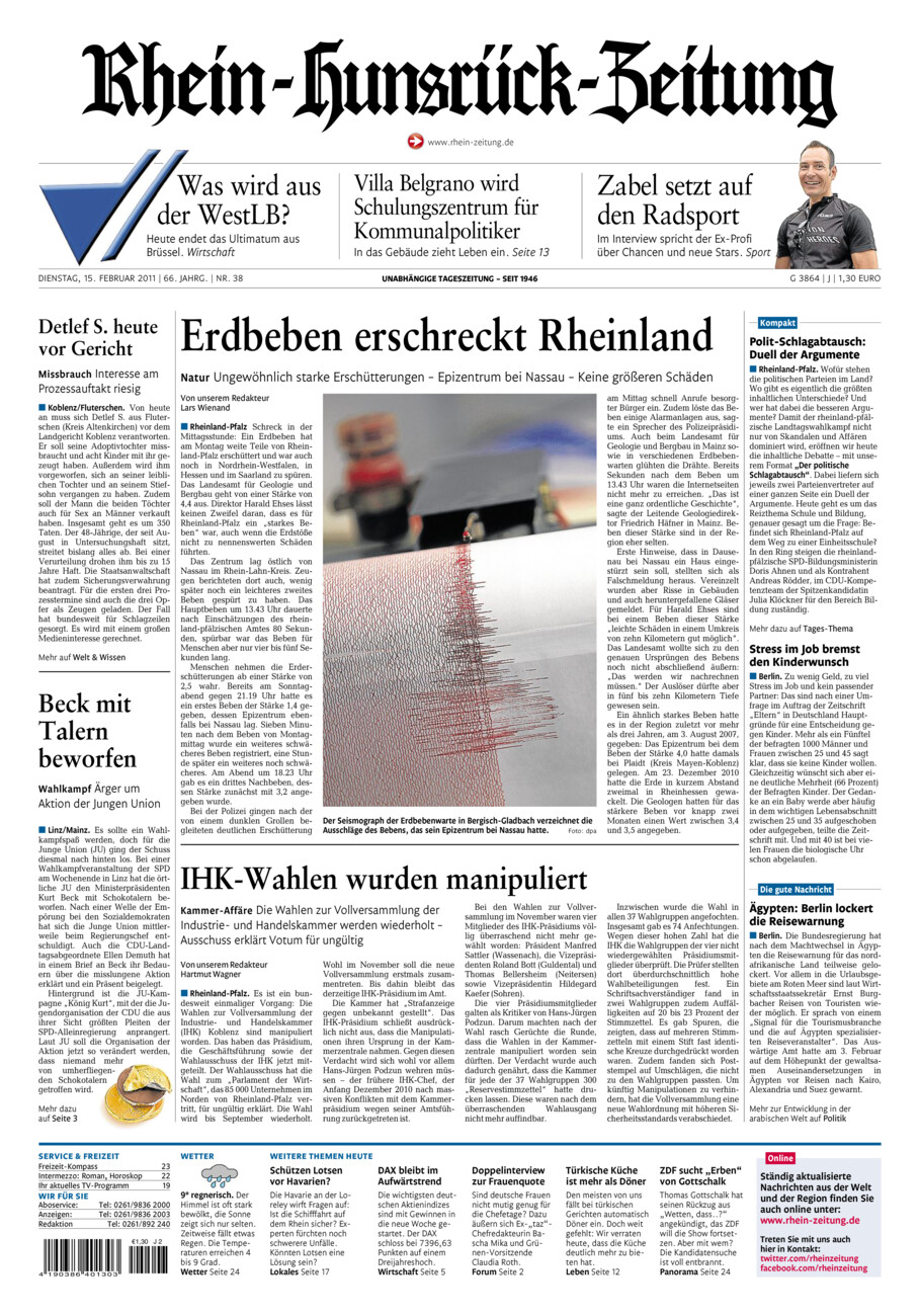 Rhein-Hunsrück-Zeitung vom Dienstag, 15.02.2011