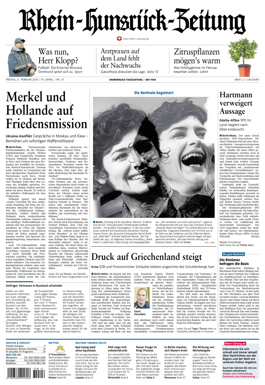 Rhein-Hunsrück-Zeitung vom Freitag, 06.02.2015