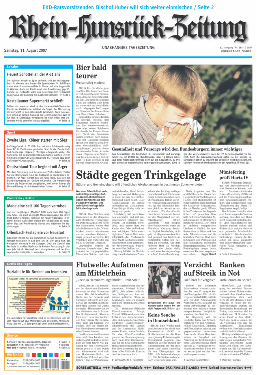 Rhein-Hunsrück-Zeitung vom Samstag, 11.08.2007