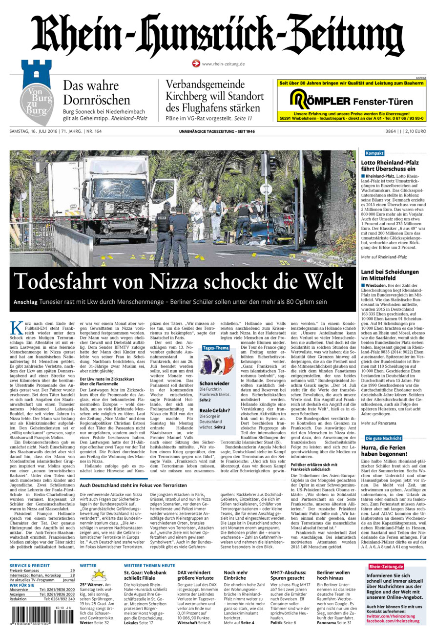 Rhein-Hunsrück-Zeitung vom Samstag, 16.07.2016