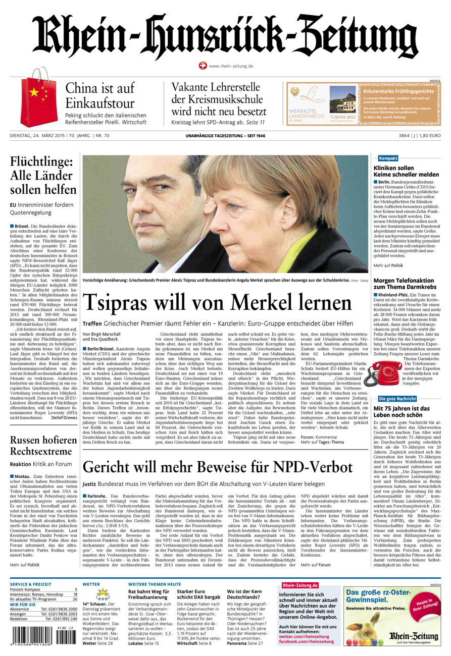 Rhein-Hunsrück-Zeitung vom Dienstag, 24.03.2015
