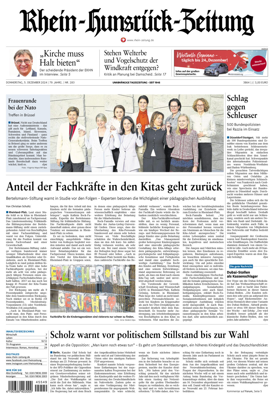 Rhein-Hunsrück-Zeitung vom Donnerstag, 05.12.2024