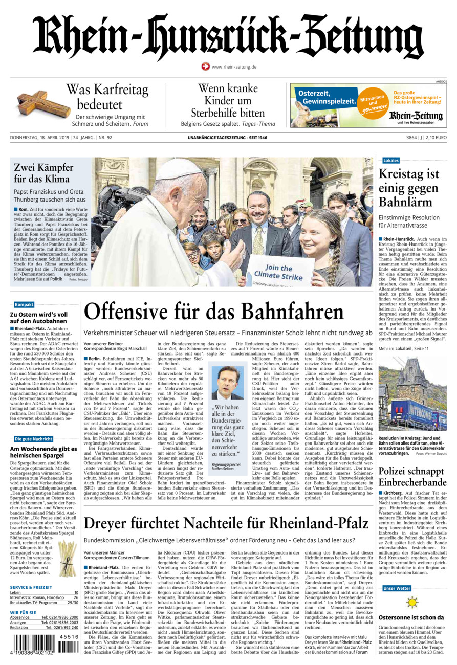 Rhein-Hunsrück-Zeitung vom Donnerstag, 18.04.2019