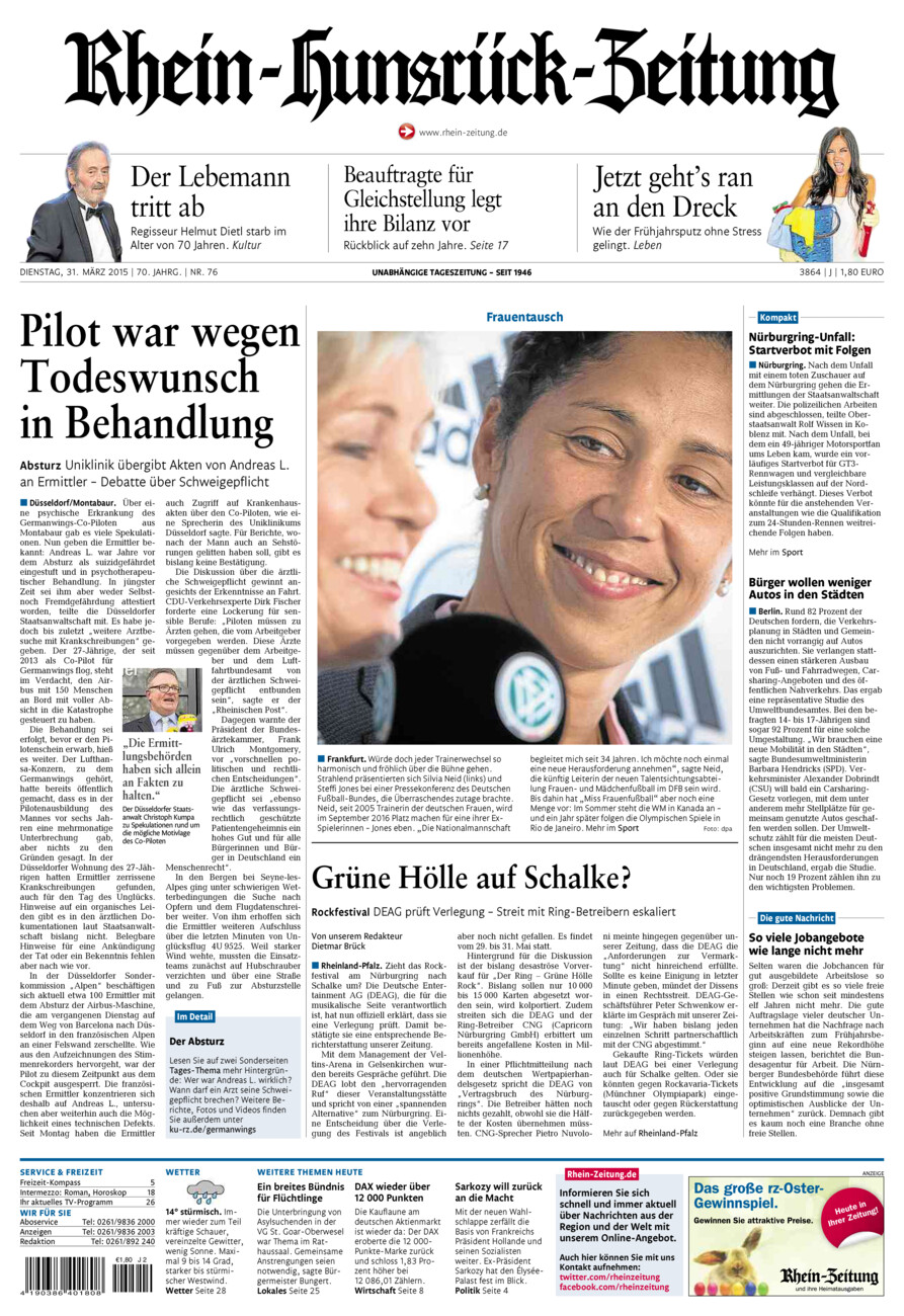 Rhein-Hunsrück-Zeitung vom Dienstag, 31.03.2015