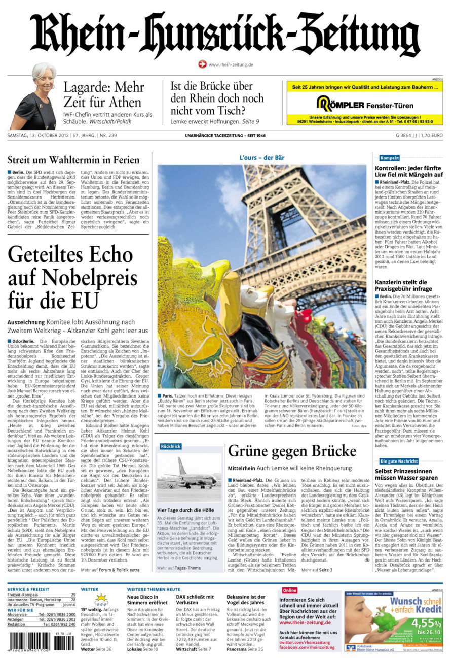 Rhein-Hunsrück-Zeitung vom Samstag, 13.10.2012
