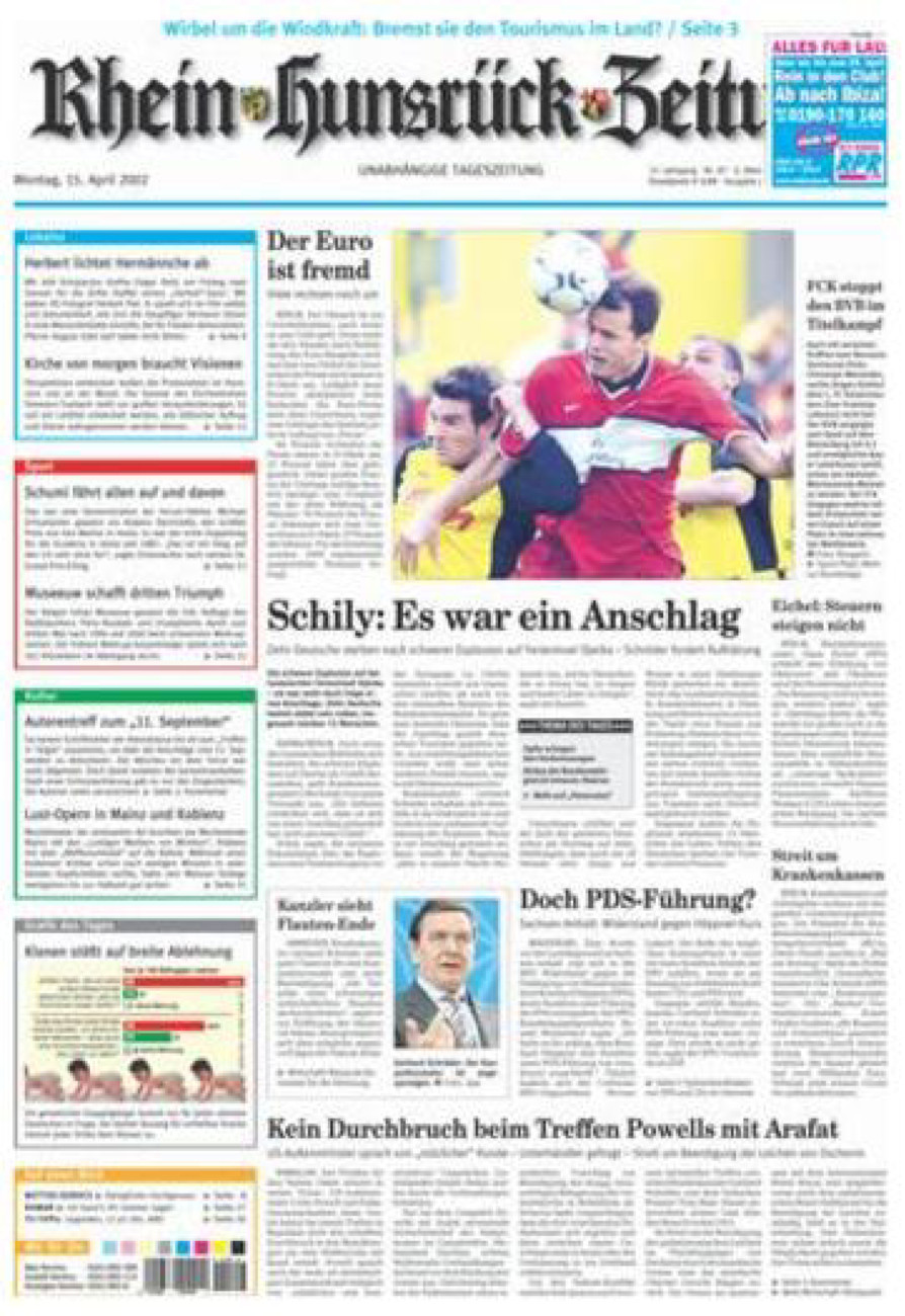 Rhein-Hunsrück-Zeitung vom Montag, 15.04.2002