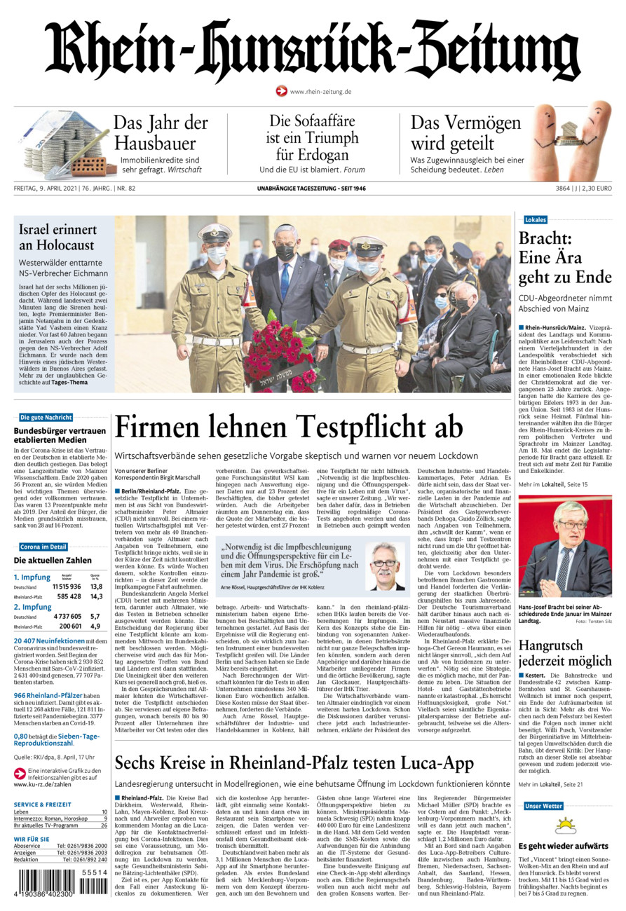 Rhein-Hunsrück-Zeitung vom Freitag, 09.04.2021
