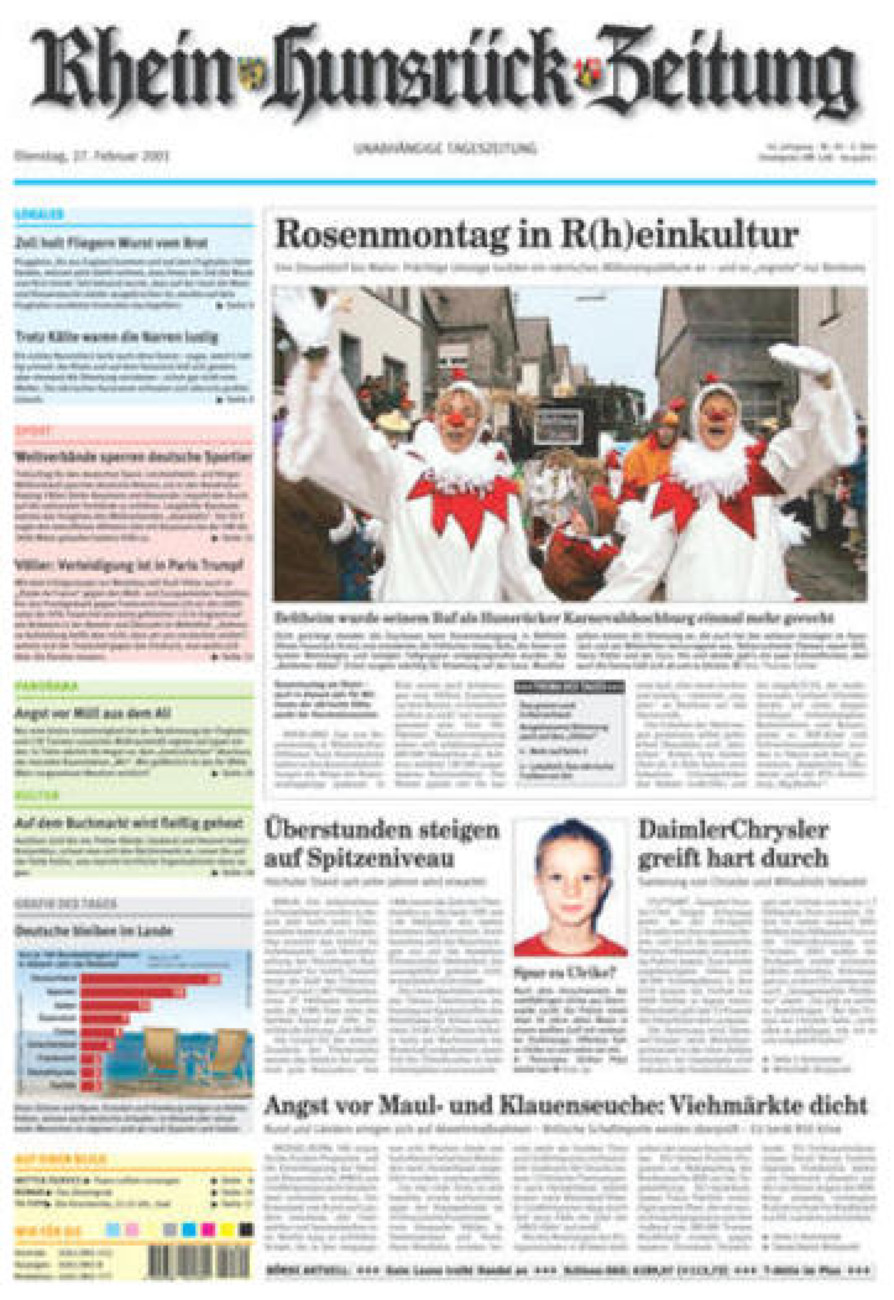 Rhein-Hunsrück-Zeitung vom Dienstag, 27.02.2001