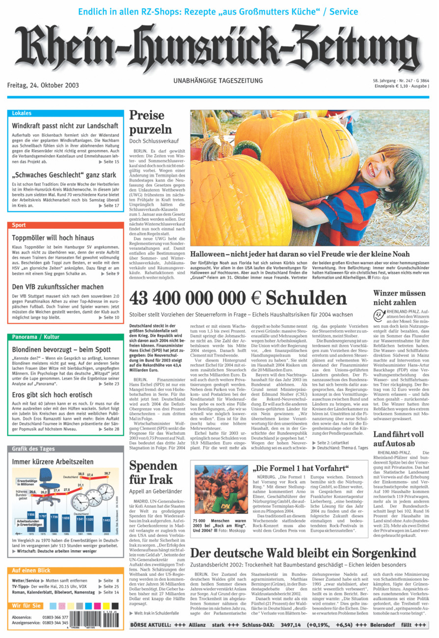 Rhein-Hunsrück-Zeitung vom Freitag, 24.10.2003
