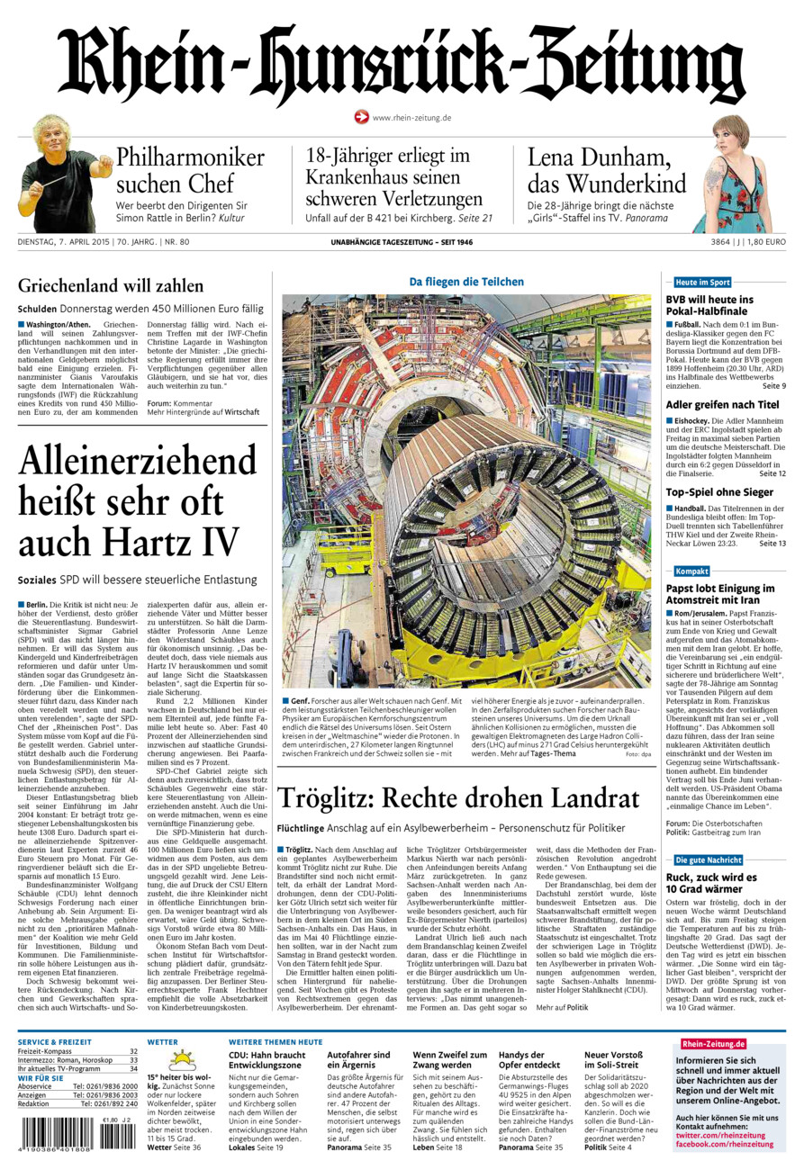 Rhein-Hunsrück-Zeitung vom Dienstag, 07.04.2015